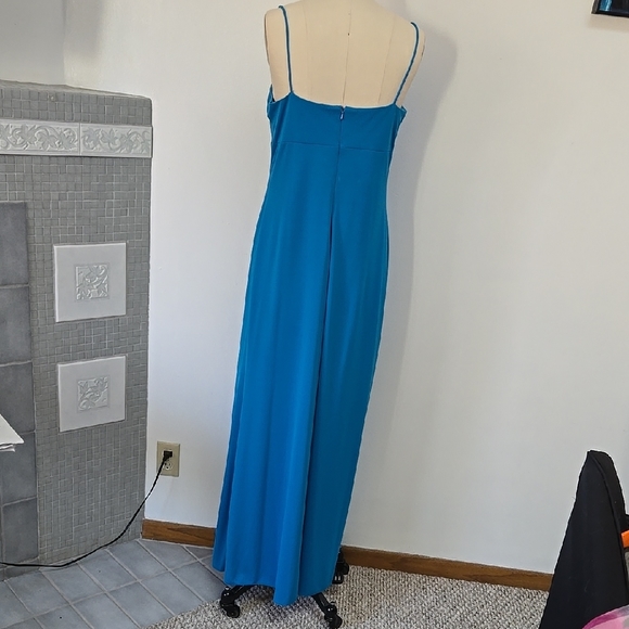 Blue Asymmetrical Ruched Prom Gown - Picture 3 of 5